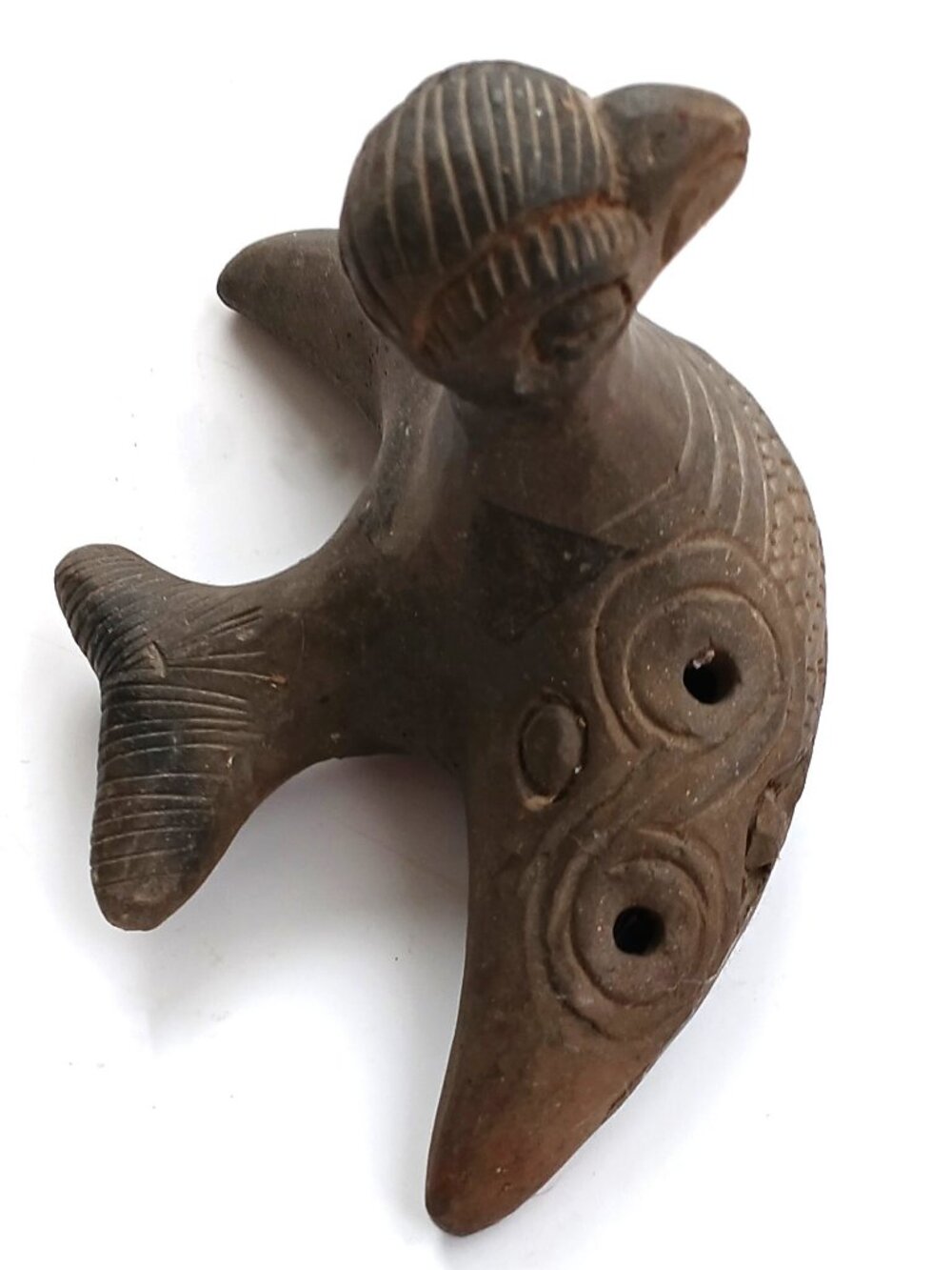 Pottery Ocarina Whistle Pre-Columbian Style Bird Flute Works Latin American Art
